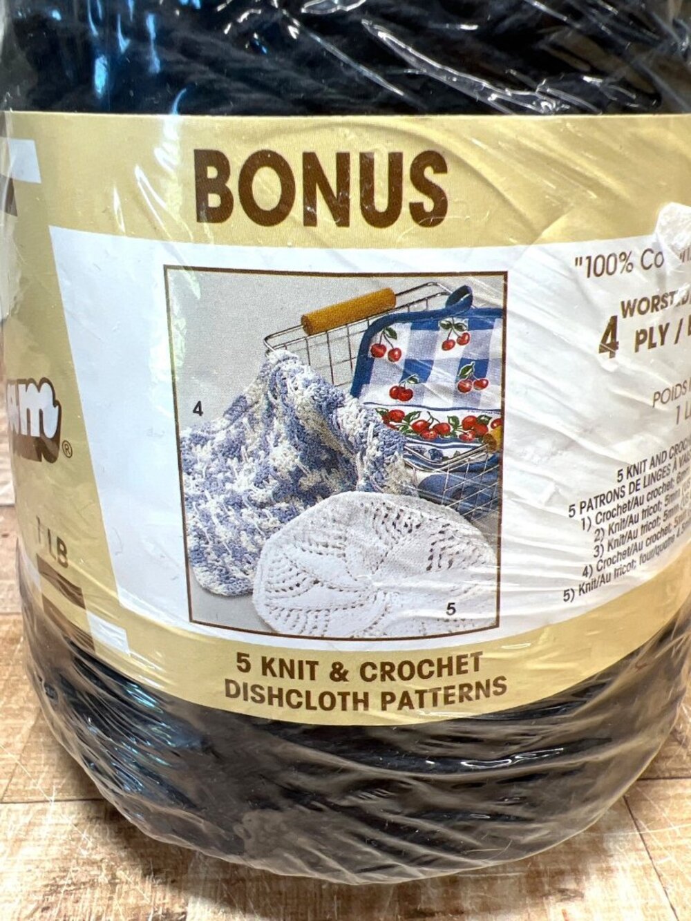 Lily Sugarn Cream 1 LB Black Yarn 100% Cotton Worsted 4-Ply Knitting & Crochet - Picture 4 of 5